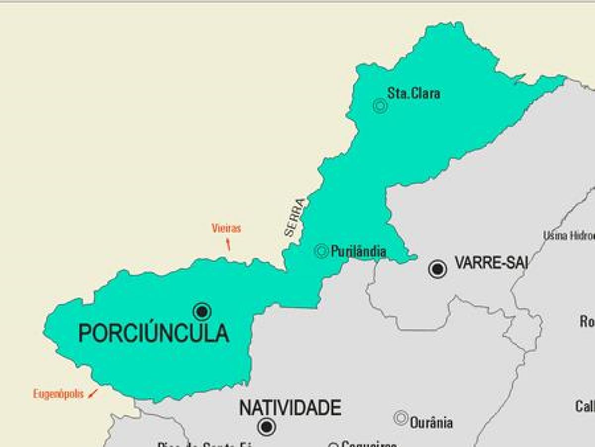 Zemljevid Porciúncula občina