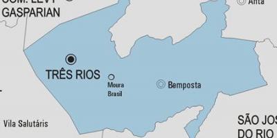 Zemljevid Três Rios občina