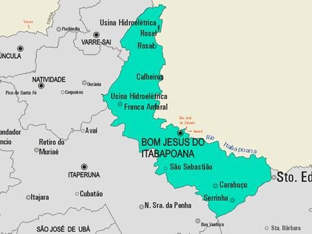 Zemljevid Bom Jezus naredil Itabapoana občina