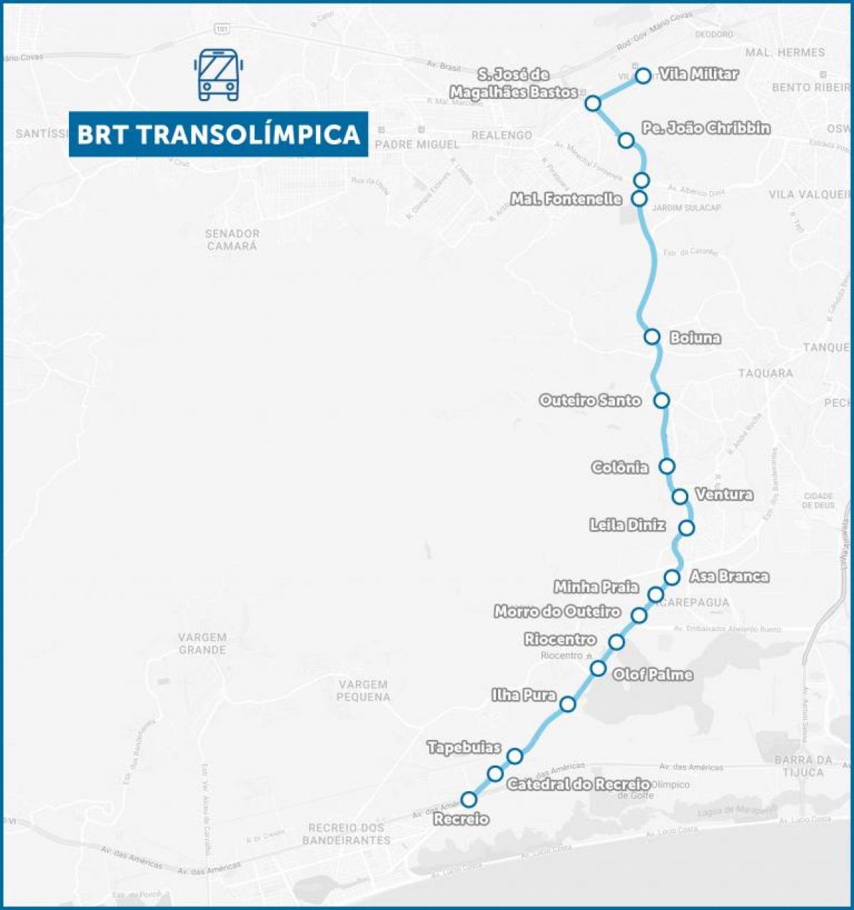 Zemljevid BRT TransOlimpica
