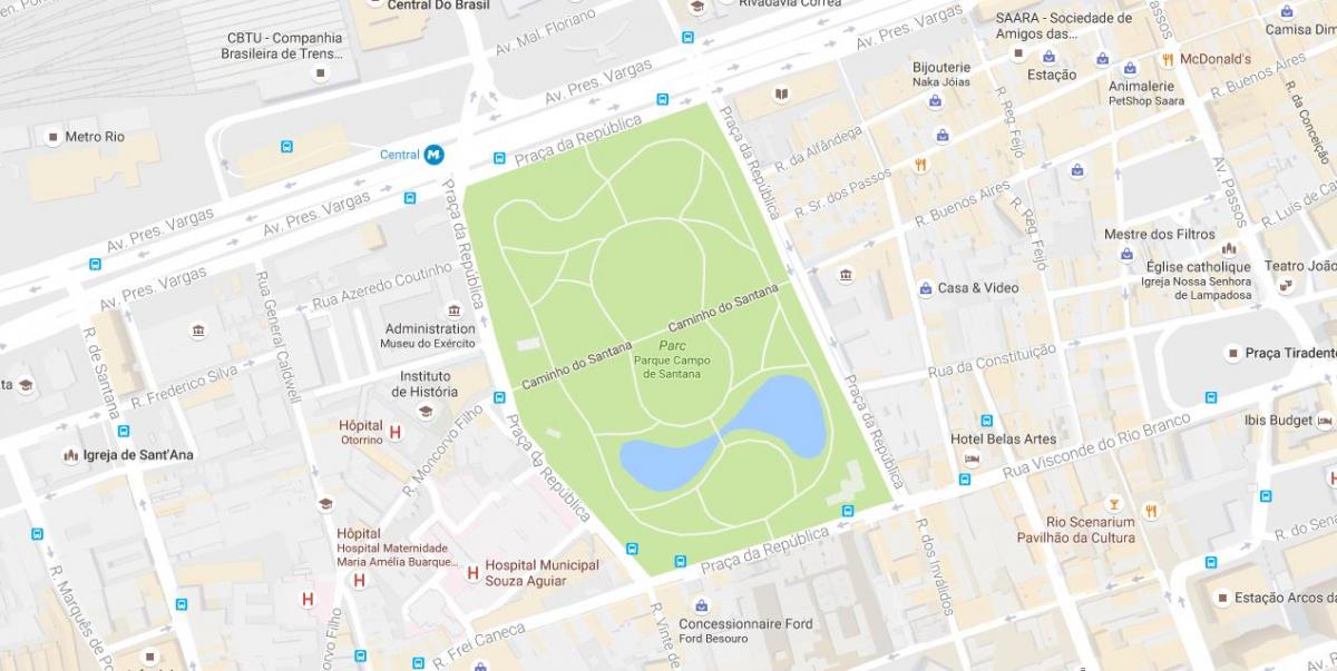 Zemljevid Campo de Santana park