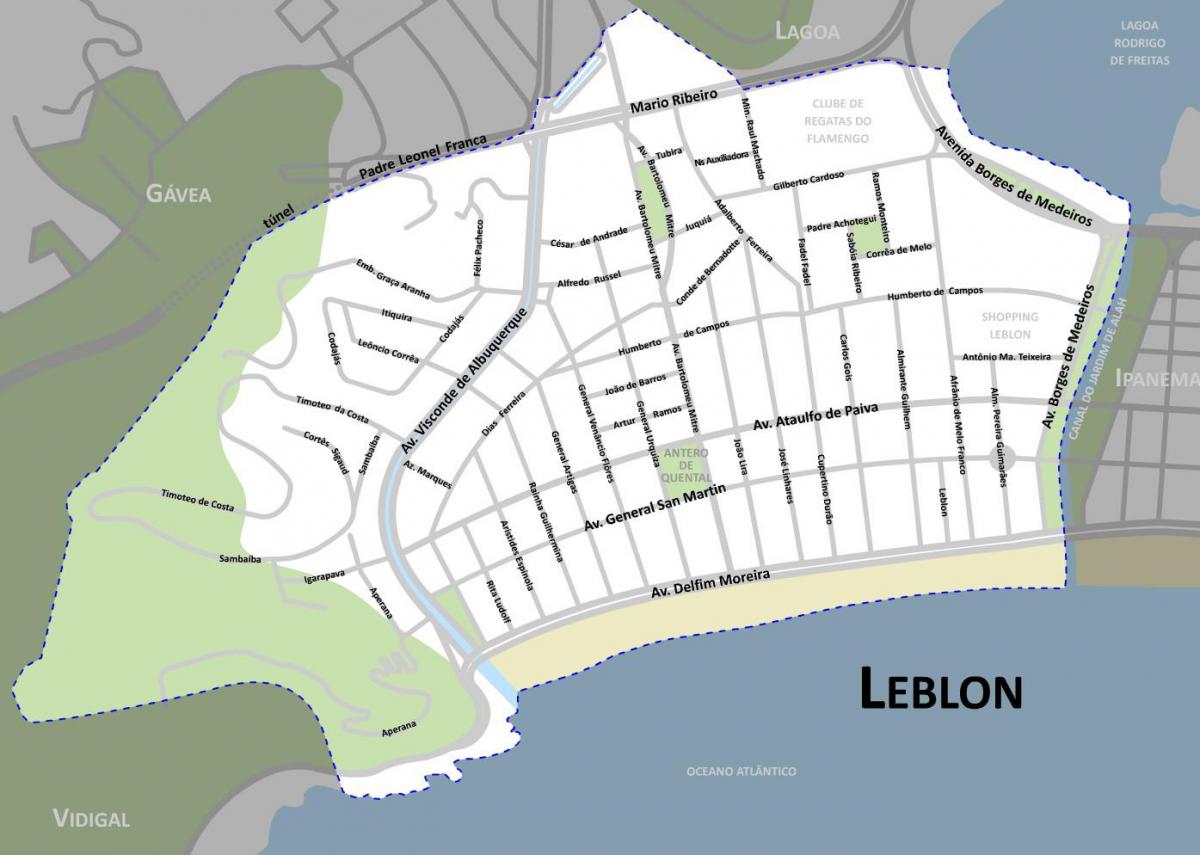 Zemljevid Leblon plaži