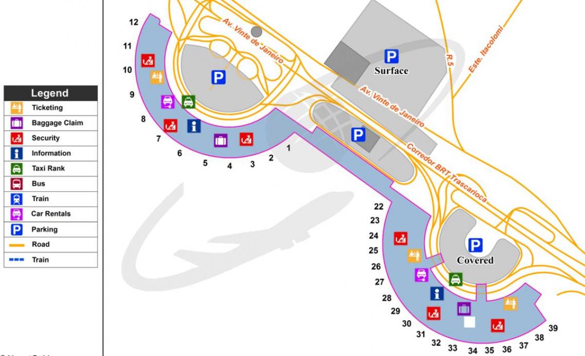 Zemljevid Mednarodnega letališča v Rio de Janeiru