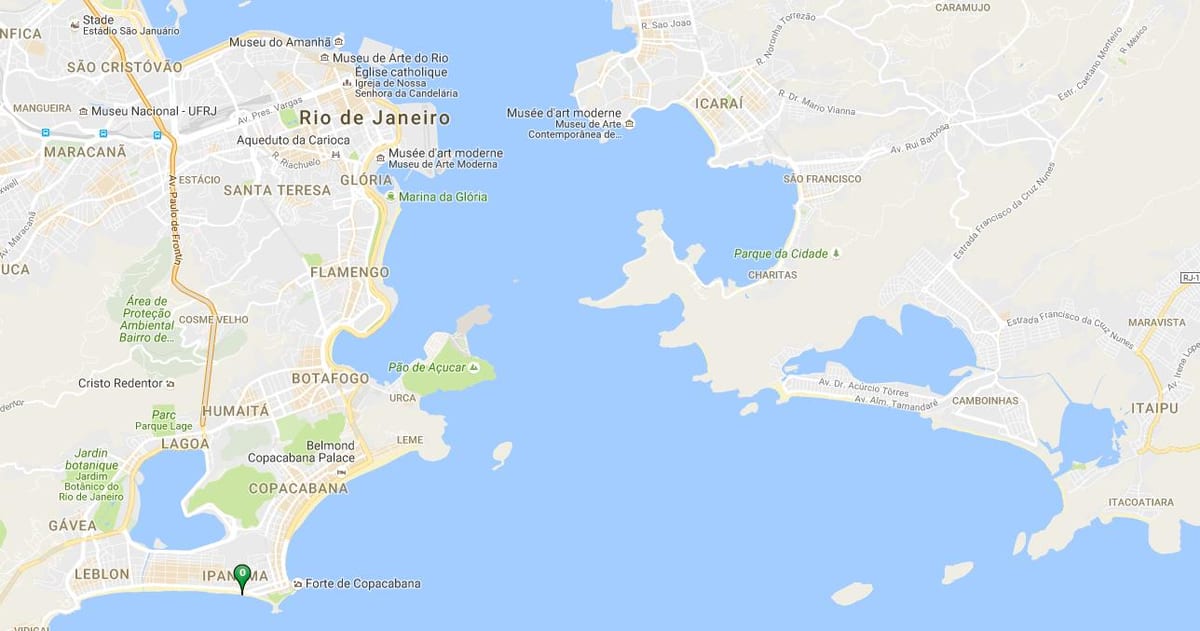 Zemljevid plaži Ipanema