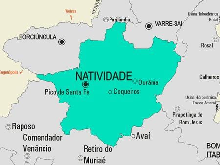 Zemljevid Natividade občina