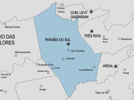Zemljevid Paraíba do Sul občina