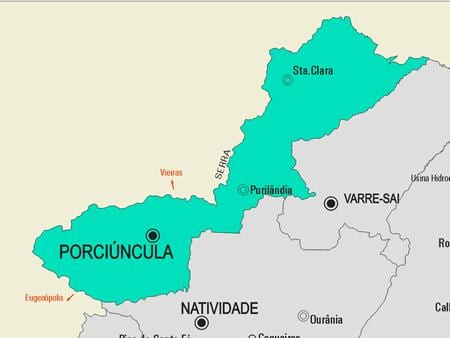 Zemljevid Porciúncula občina