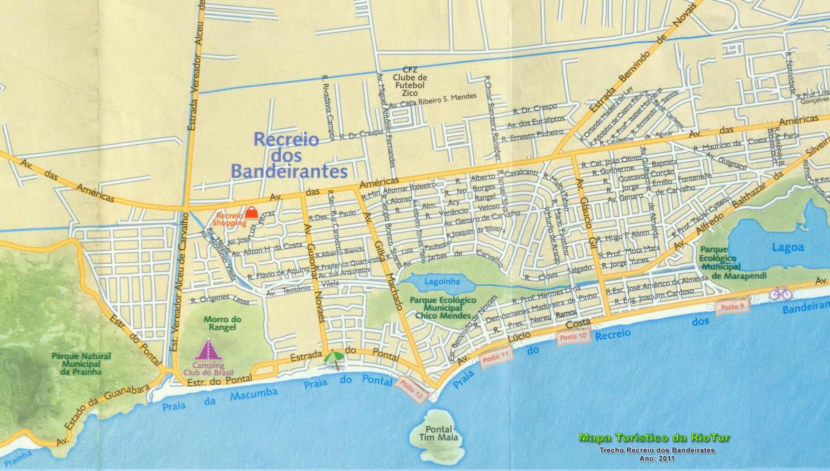 Zemljevid Recreio plaži