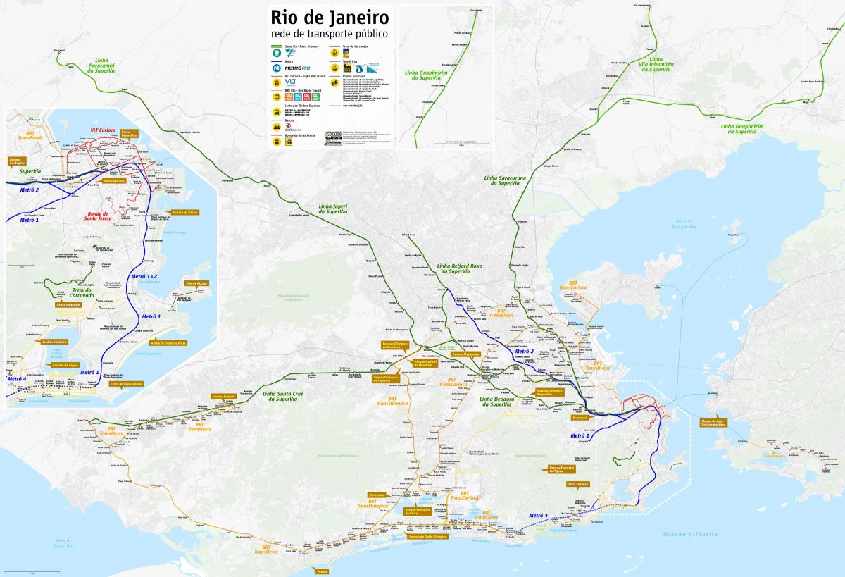 Zemljevid Rio de Janeiru prevoz