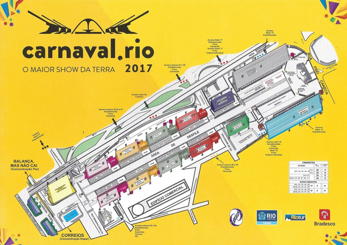 Zemljevid Sambodrome Marquês de Sapucaí