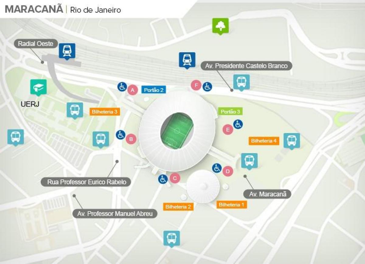 Zemljevid stadion Maracanã accès