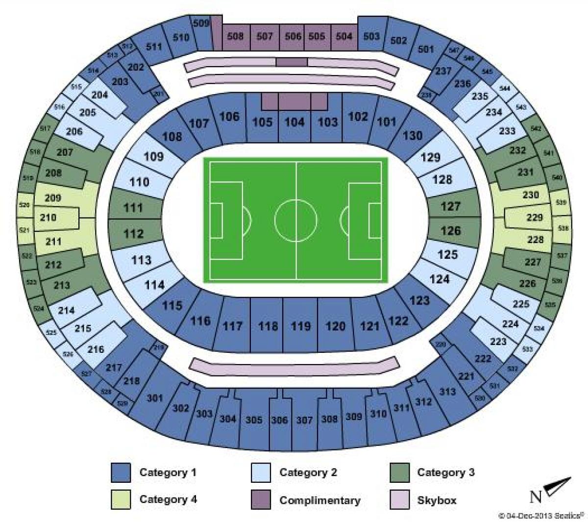 Zemljevid stadion Maracanã sièges