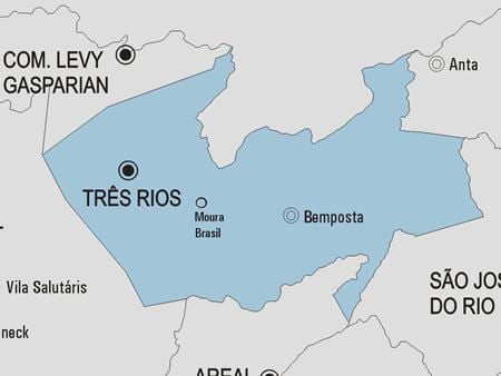 Zemljevid Três Rios občina