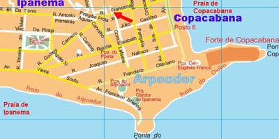 Zemljevid Arpoador plaži