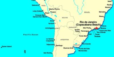 Zemljevid Rio de Janeiru v Južni Ameriki